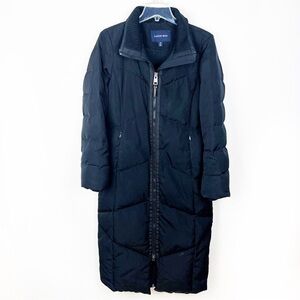 Lands End Down Feather Long Black Coat XS Puffer Jacket 2 4 Classic Winter Small
